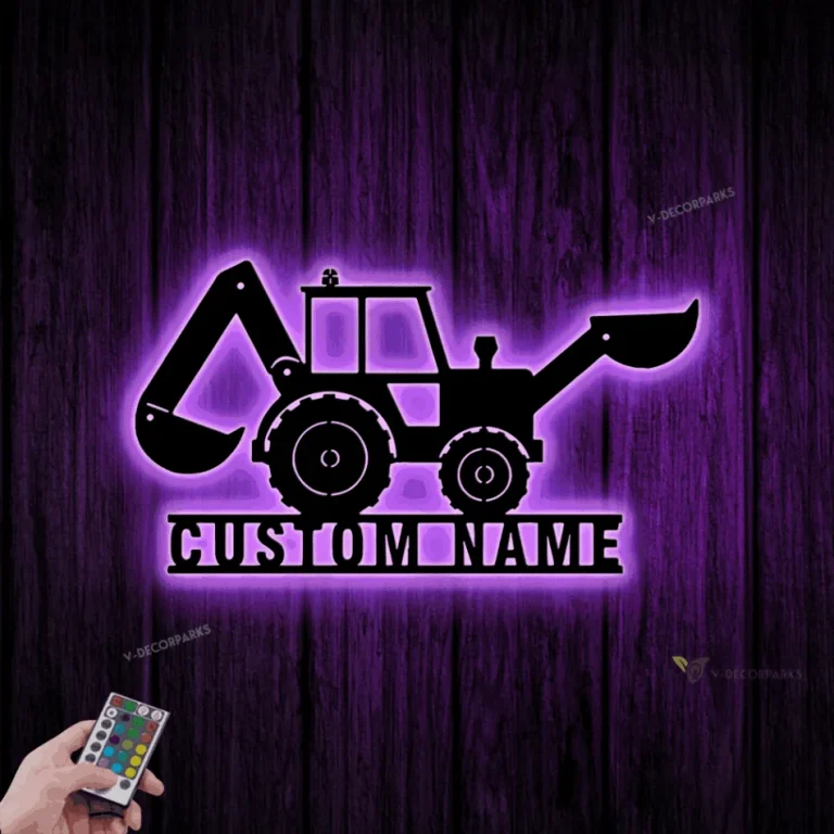 Custom Excavator Driver Metal Wall Art Led Light, Personalized Excavator Digger Name Sign, Home Decor, Excavator Metal Sign, Trucks Boys Nursery Decor