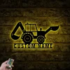 Custom Excavator Driver Metal Wall Art Led Light, Personalized Excavator Digger Name Sign, Home Decor, Excavator Metal Sign, Trucks Boys Nursery Decor