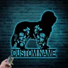 Custom Floral Bearded Collie Metal Sign Led Lights, Personalized Flower Dog Lover Name Sign Home Decor Pet Animal Decor Housewarming Xmas