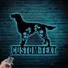 Custom Floral Irish Setter Metal Sign Led Lights, Personalized Flower Dog Lover Name Sign Home Decor Pet Animal Decoration Xmas Birthday