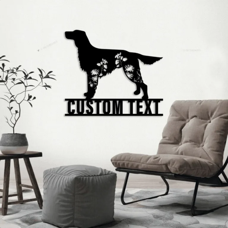 Custom Floral Irish Setter Metal Sign Led Lights, Personalized Flower Dog Lover Name Sign Home Decor Pet Animal Decoration Xmas Birthday