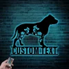 Custom Floral Staffordshire Bull Terrier Metal Sign Led Lights, Personalized Flower Dog Lover Name Sign Home Decor Pet Animal Decoration