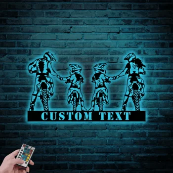 Custom Family Motocross Biker Metal Sign Led Lights, Personalized Dirt Bike Name Sign Home Decor Motorcycle Decoration Rider Christmas