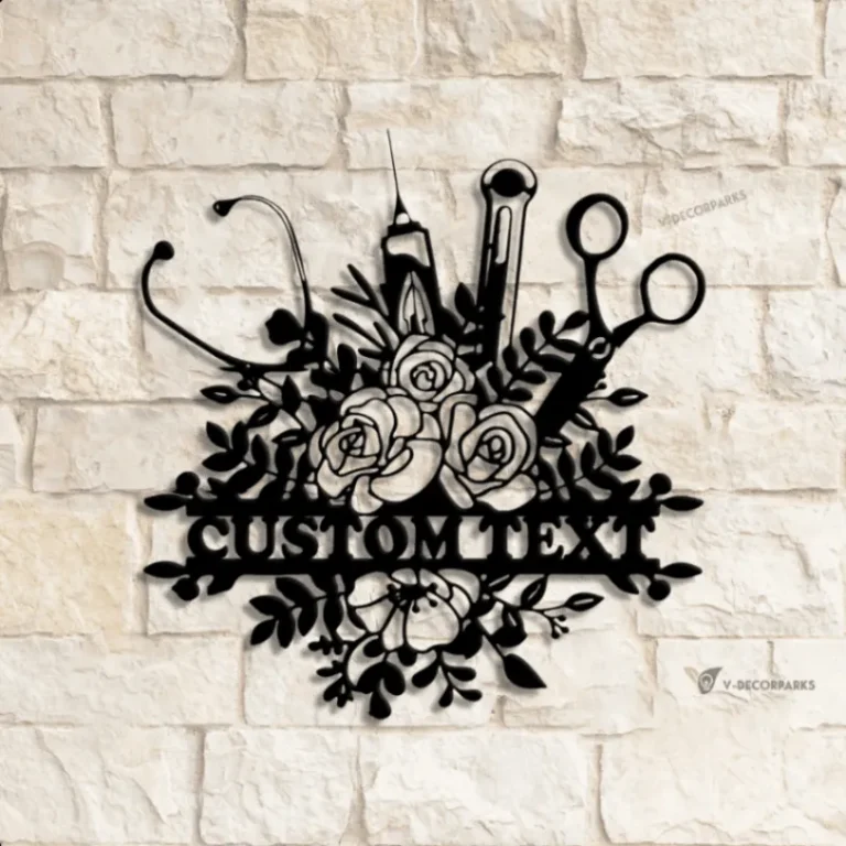 Custom Floral Medical Tool Metal Wall Art Led Light, Personalized Medical Instruments Name Sign, Nurse Rn Doctor Decoration, Gift For Doctors, Nurses