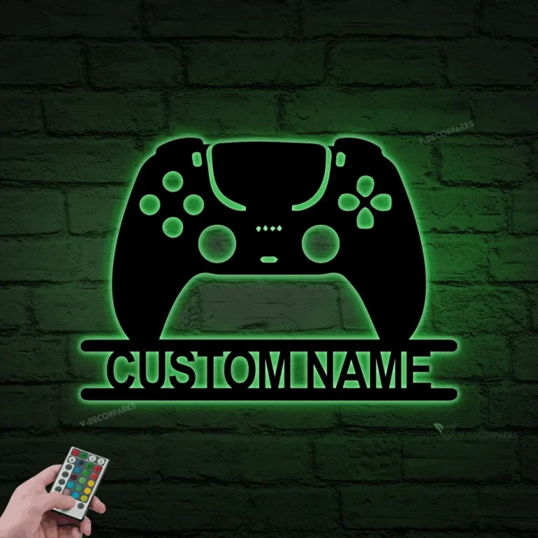 Custom Game Controller Metal Wall With Led Lights, Video Game Art, Game Room Decor, Video Game Controller Metal Wall Art, Gift For Game Lover