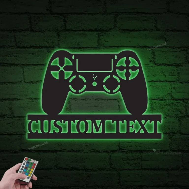 Custom Gamepad Controller Metal Wall Art With Led Lights, Video Game Sign, Game Room Decor, Gamer Gift, Boy Room Decor, Gaming Zone Sign