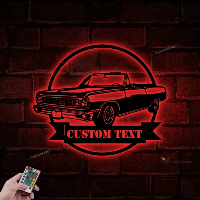 Custom Garage Metal Wall Art Led Light, Classic Muscle Car Sign, Mechanic Repair Decor, Gift For Repairman, Man Cave Decor, Garage Wall Hanging