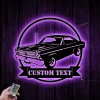 Custom Garage Metal Wall Art Led Light, Personalized Classic Muscle Car Name Sign, Mechanic Repair Decoration, Car Lover Gift, Garage Decor