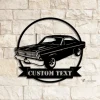 Custom Garage Metal Wall Art Led Light, Personalized Classic Muscle Car Name Sign, Mechanic Repair Decoration, Car Lover Gift, Garage Decor