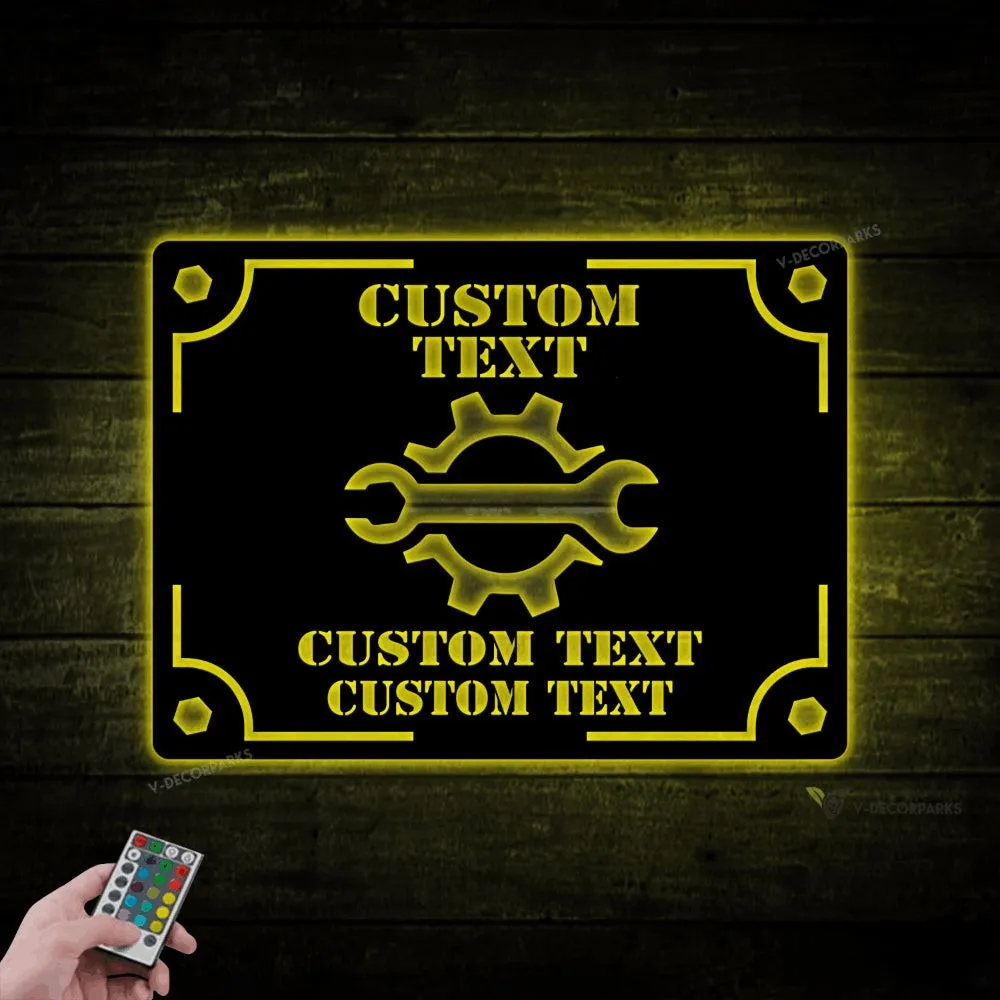 Custom Garage Metal Wall With Led Lights, Workshop Sign, Can't Fix Stupid, Father's Day Gift, Gift For Papa, Garage Decor, Workshop Decor