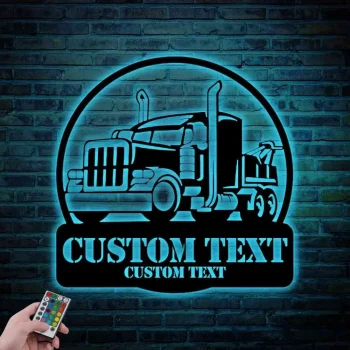 Custom Trucker Metal Sign With Led Lights, Custom Trucking Sign, Trucker Gift, Dad Gift, Gift For Him, Man Cave Sign