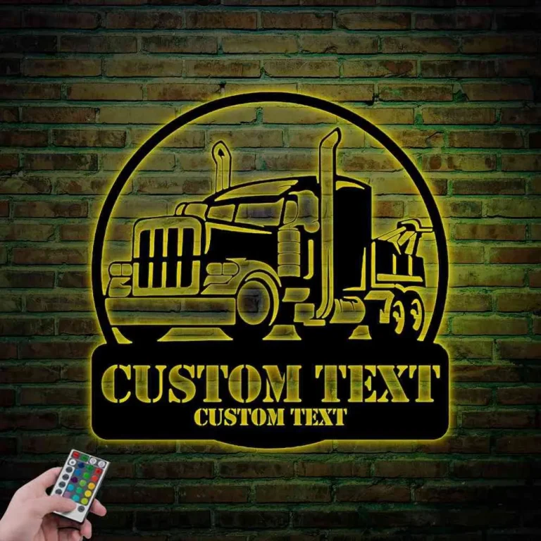 Custom Trucker Metal Sign With Led Lights, Custom Trucking Sign, Trucker Gift, Dad Gift, Gift For Him, Man Cave Sign