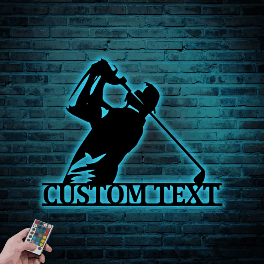 Custom Golf Sign Led Lights, Golf Metal Wall Art, Custom Name Golf Sign, Personalized Golfer Wall Decor, Golf Wall Art, Golf Gifts For Men