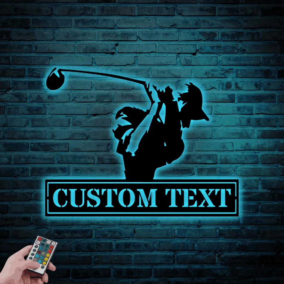Custom Golf Sign Led Lights, Golf Metal Wall Art, Custom Name Golf Sign, Personalized Golfer Wall Decor, Golf Wall Art, Golf Gifts For Men Golfer Gifts