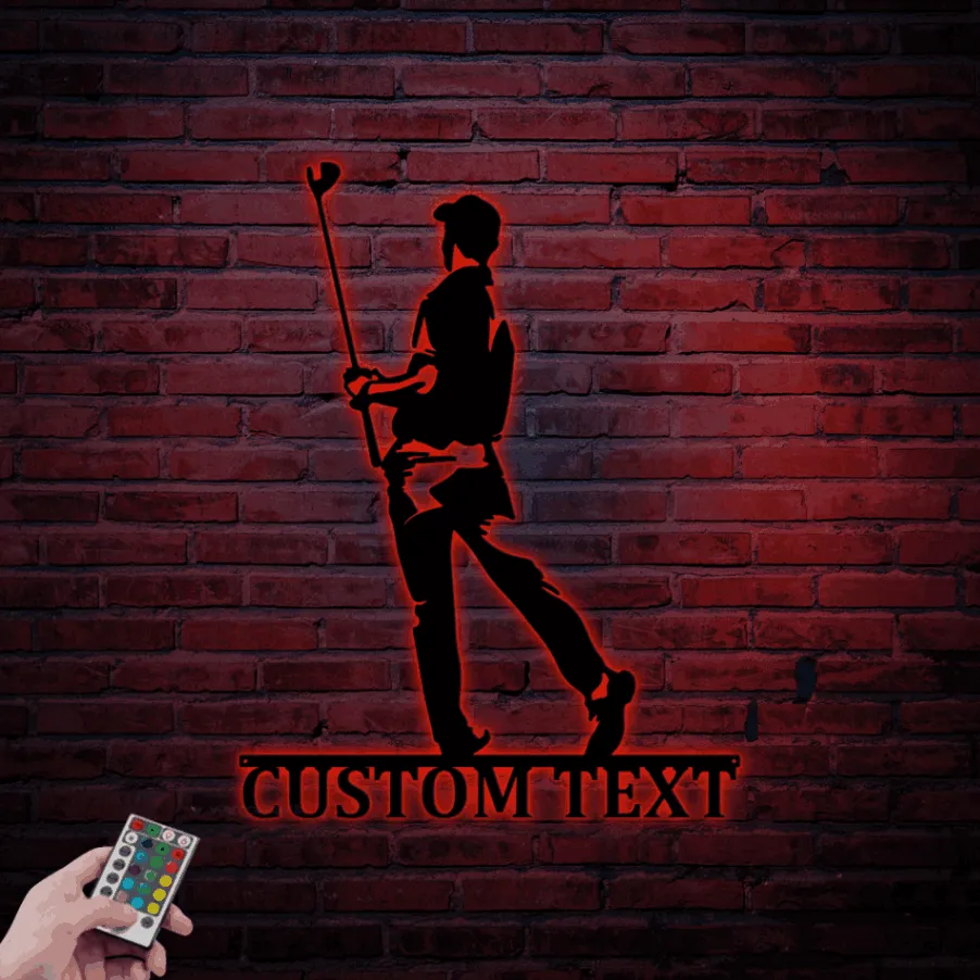 Custom Golf Sign Led Lights, Golf Metal Wall Art, Custom Name Golf Sign, Personalized Golfer Wall Decor, Golf Wall Art, Golf Gifts For Men