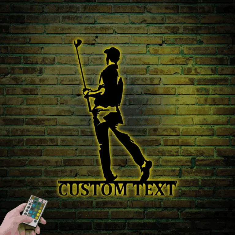 Custom Golf Sign Led Lights, Golf Metal Wall Art, Custom Name Golf Sign, Personalized Golfer Wall Decor, Golf Wall Art, Golf Gifts For Men