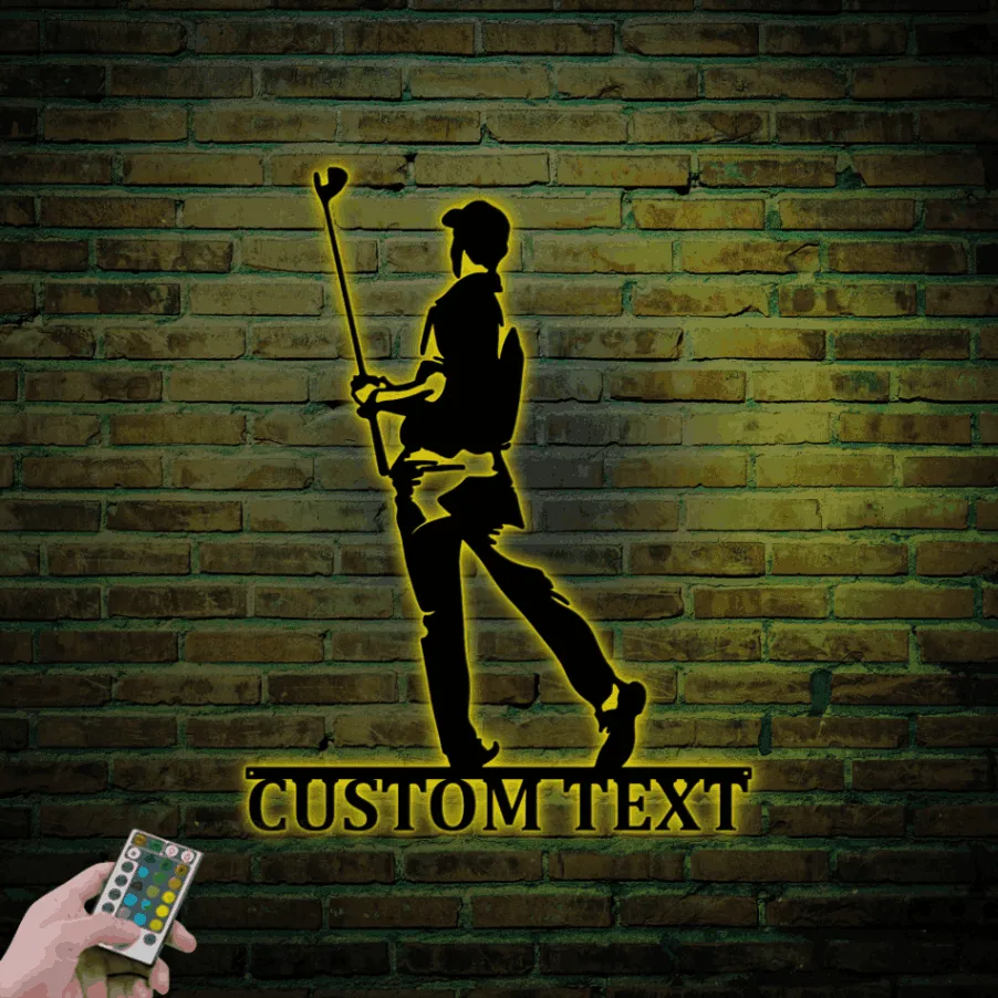 Custom Golf Sign Led Lights, Golf Metal Wall Art, Custom Name Golf Sign, Personalized Golfer Wall Decor, Golf Wall Art, Golf Gifts For Men