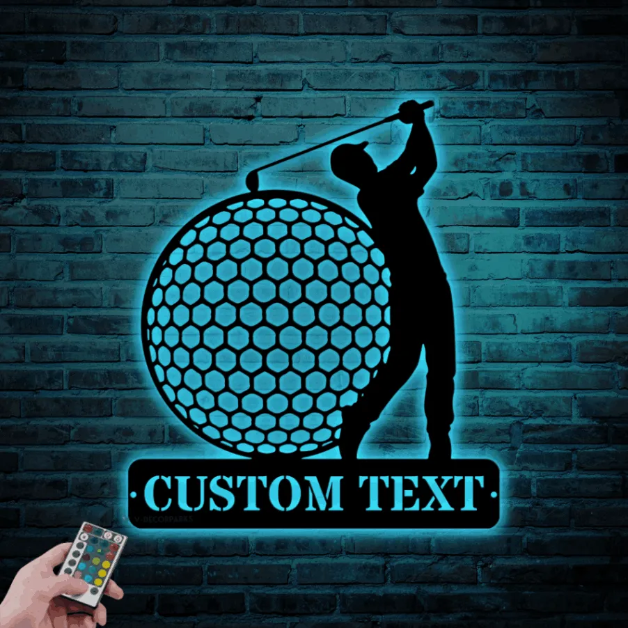 Custom Golf Sign Led Lights, Golf Metal Wall Art, Custom Name Golfing, Personalized Golfer Wall Decor, Golf Wall Art, Golf Gifts For Men, Golfer Gifts