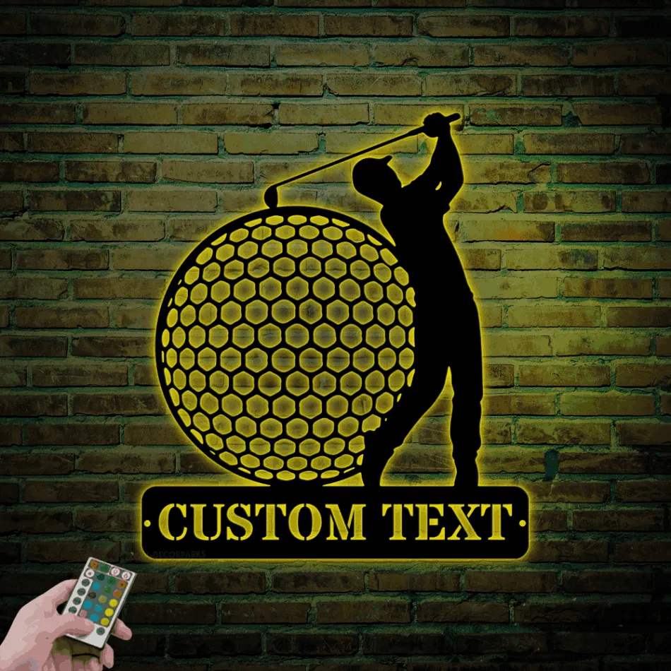 Custom Golf Sign Led Lights, Golf Metal Wall Art, Custom Name Golfing, Personalized Golfer Wall Decor, Golf Wall Art, Golf Gifts For Men, Golfer Gifts