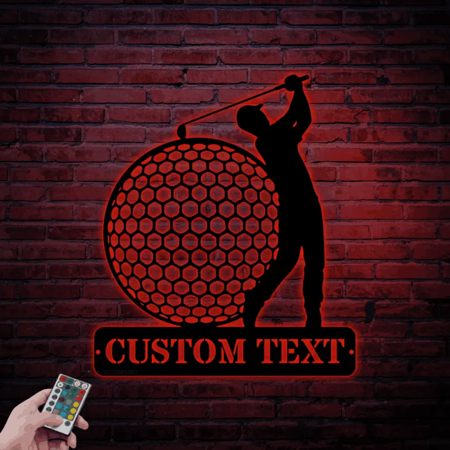 Custom Golf Sign Led Lights, Golf Metal Wall Art, Custom Name Golfing, Personalized Golfer Wall Decor, Golf Wall Art, Golf Gifts For Men, Golfer Gifts