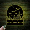 Custom Happy Halloween Sign With Led Lights, Personalized Halloween Metal Sign Halloween Castle Metal Wall Art Halloween Decor Outdoor Halloween Gifts