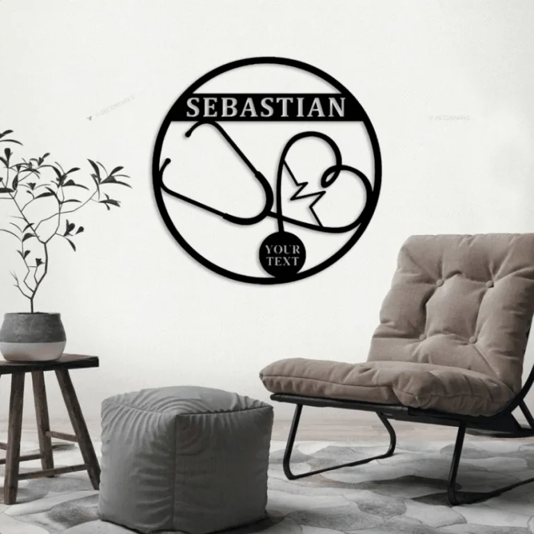 Custom Heart Stethoscope Nursing Metal Sign Led Lights, Personalized Nurse Name Sign Home Decor Rn Doctor Decoration Birthday Christmas