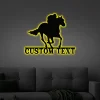 Custom Horse Racing With Led Lights, Metal Sign, Personalized Metal Horse Decor, Horse Racing Wall Hanging