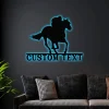 Custom Horse Racing With Led Lights, Metal Sign, Personalized Metal Horse Decor, Horse Racing Wall Hanging