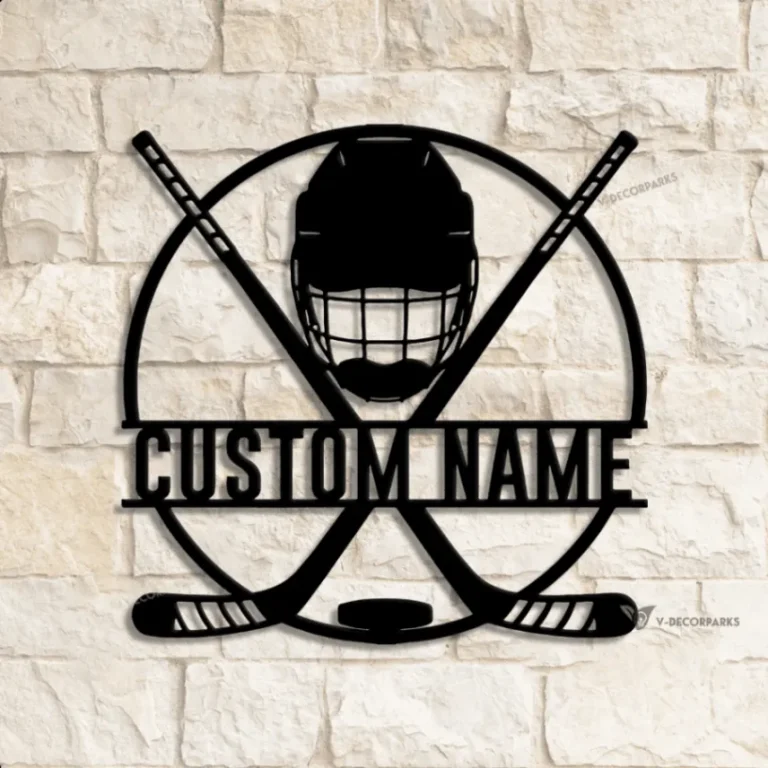 Custom Ice Hockey Metal Sign Led Light, Ice Hockey Wall Art, Personalized Player Stick Sign, Kid Boy Girl Nursery Decor, Kid's Room Sign