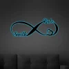 Custom Infinity Heart Metal Sign With Led Lights, Personalized Name Infinity Heart Metal Wall Decor, Valentine Gift