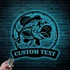 Custom Largemouth Bass Fishing Metal Sign Led Lights, Personalized Fisher Name Sign Home Decor Kid Boy Girl Nursery Decoration Birthday