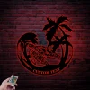 Custom Mandala Sea Turtle Palm Tree Metal Sign Led Lights, Personalized Marine Turtle Lover Name Sign Home Decor Beach Turtle Kid Nursery