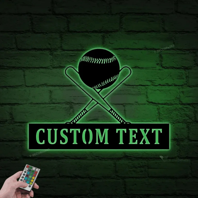 Baseball Sign Ball Custom Metal Baseball Sign With Led Lights, Personalized Baseball Sign ...