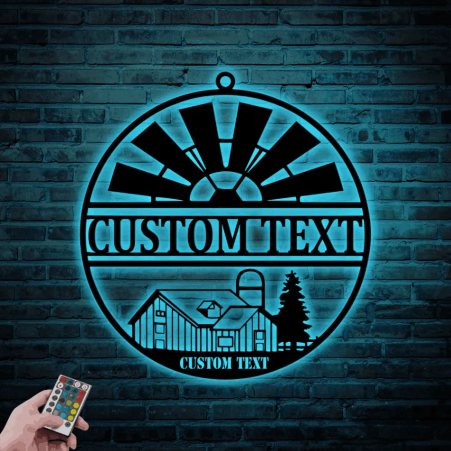 Custom Metal Farm Sign Led Lights, Farmer Metal Sign, Farmhouse Decor, Farmer Home Decor, Personalized Farm Sign, Farmer Gifts, Farmer Metal Wall Art