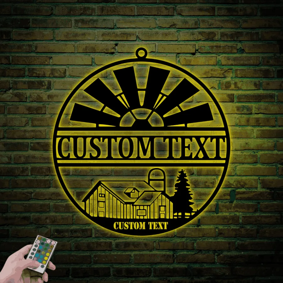 Custom Metal Farm Sign Led Lights, Farmer Metal Sign, Farmhouse Decor, Farmer Home Decor, Personalized Farm Sign, Farmer Gifts, Farmer Metal Wall Art