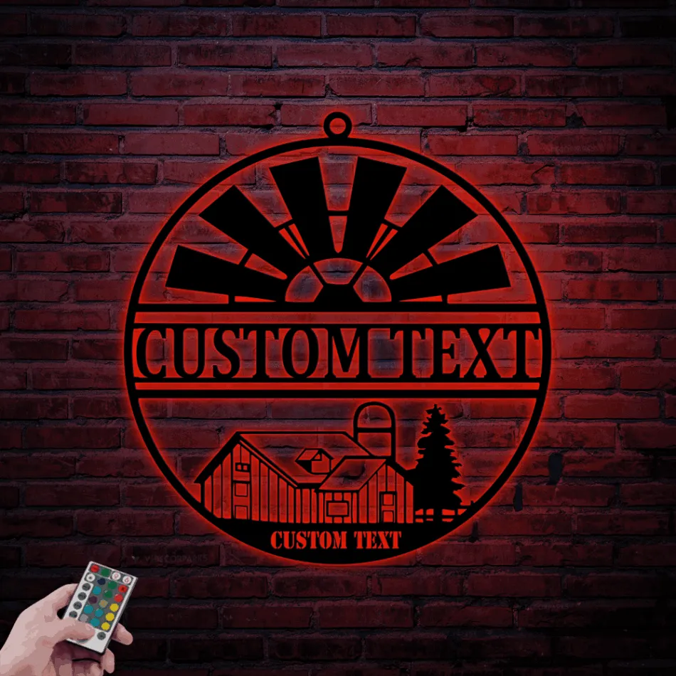 Custom Metal Farm Sign Led Lights, Farmer Metal Sign, Farmhouse Decor, Farmer Home Decor, Personalized Farm Sign, Farmer Gifts, Farmer Metal Wall Art