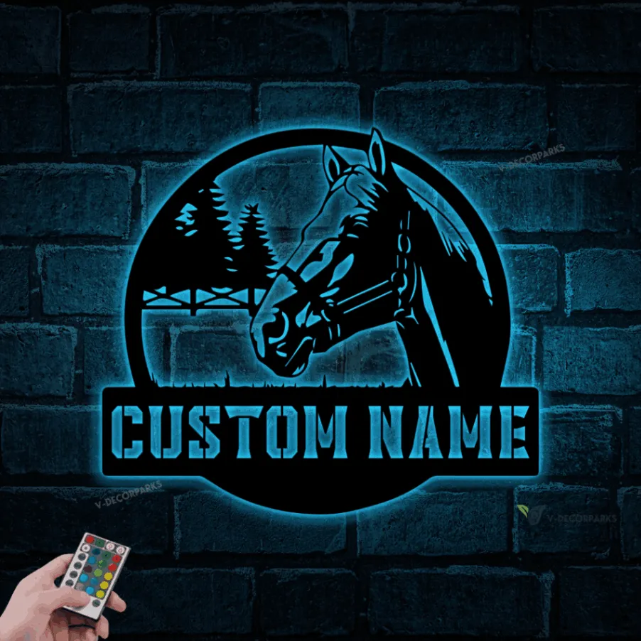 Custom Metal Horse Sign With Led Lights, Custom Horse Ranch Sign, Horse Ranch Sign, Metal Horse Sign, Ranch Sign, Horse Stable Sign, Farmhouse Sign