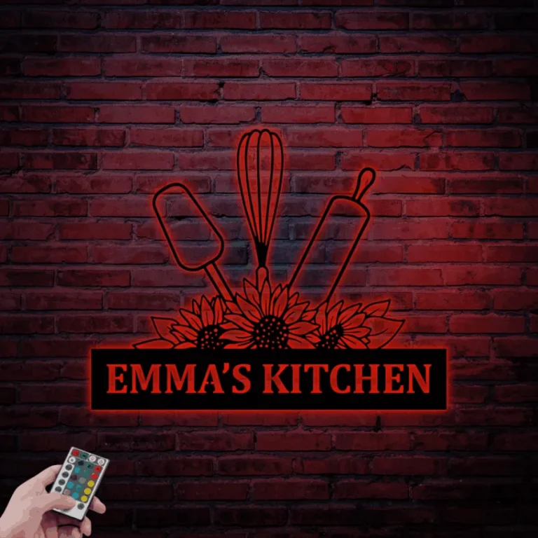 Custom Metal Sign With Led Lights For Kitchen, Personalized Kitchen Signs, Nana's Kitchen Metal Sign, Nana Mothers Day Gift, Custom Kitchen Sign