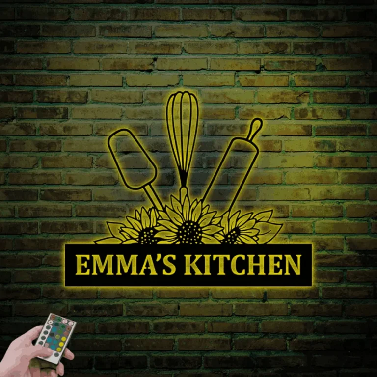 Custom Metal Sign With Led Lights For Kitchen, Personalized Kitchen Signs, Nana's Kitchen Metal Sign, Nana Mothers Day Gift, Custom Kitchen Sign