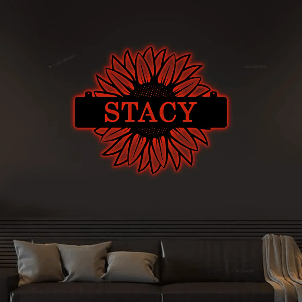 Custom Metal With Led Lights Sign, Family Name Sign, Custom Metal Hanging, Welcome Sign, Initials Sign, Home Decor, Housewarming