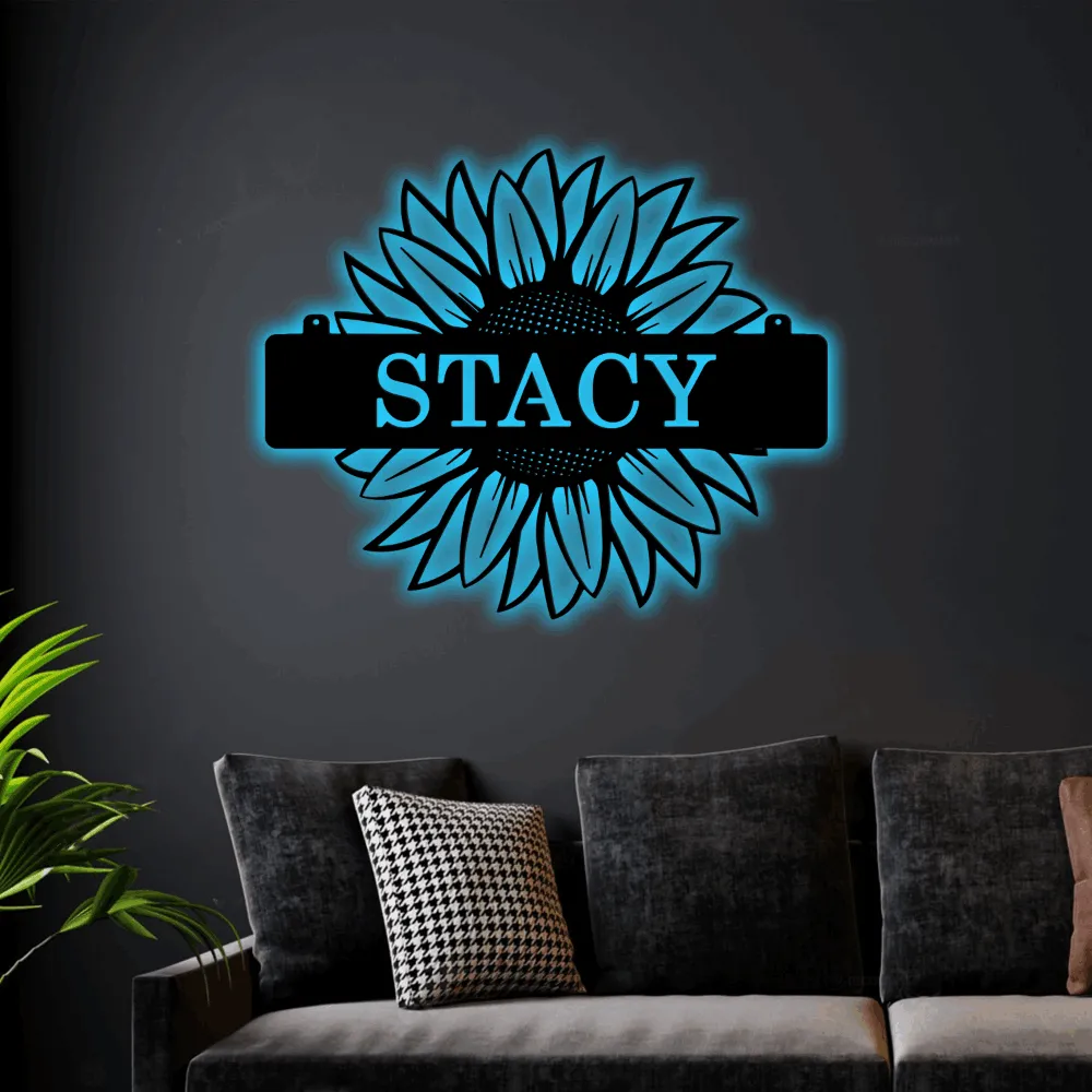 Custom Metal With Led Lights Sign, Family Name Sign, Custom Metal Hanging, Welcome Sign, Initials Sign, Home Decor, Housewarming