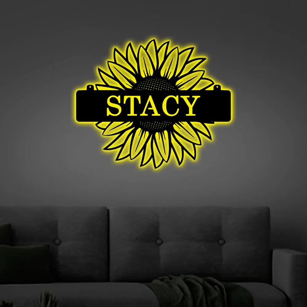 Custom Metal With Led Lights Sign, Family Name Sign, Custom Metal Hanging, Welcome Sign, Initials Sign, Home Decor, Housewarming