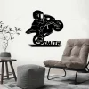 Custom Motocross Biker Kids Metal Sign Led Lights, Personalized Little Dirt Bike Boy Name Sign Home Motorcycle Racing Big Bike Rider Decor