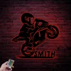 Custom Motocross Biker Kids Metal Sign Led Lights, Personalized Little Dirt Bike Boy Name Sign Home Motorcycle Racing Big Bike Rider Decor