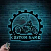 Custom Motorcycle Garage Metal Wall Art With Led Lights, Personalized Motorcycle Metal Sign, Motorcycle Art, Bike Lover Gift Last Name Plaque