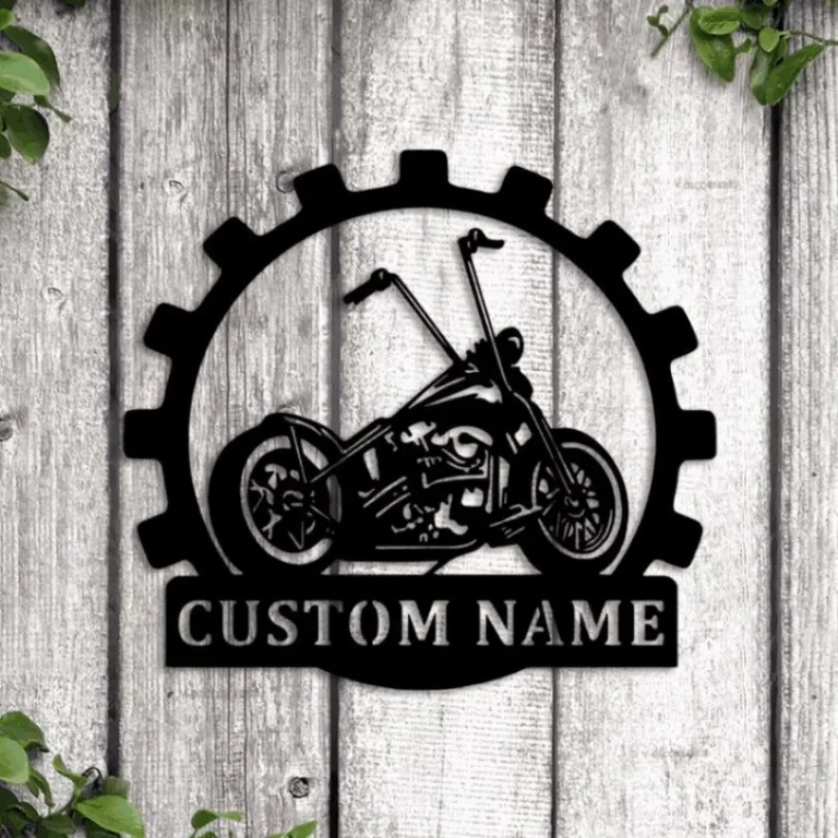 Custom Motorcycle Garage Metal Wall Art With Led Lights, Personalized Motorcycle Metal Sign, Motorcycle Art, Bike Lover Gift Last Name Plaque