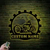 Custom Motorcycle Garage Metal Wall Art With Led Lights, Personalized Motorcycle Metal Sign, Motorcycle Art, Bike Lover Gift Last Name Plaque