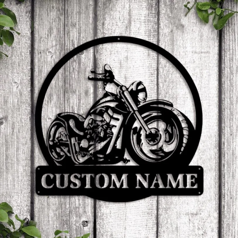 Custom Motorcycle Sign With Led Lights, Motorcycle Metal Wall Art, Cafe Racer Motorcycle Art, Mancave Decor Father_s Day Gift