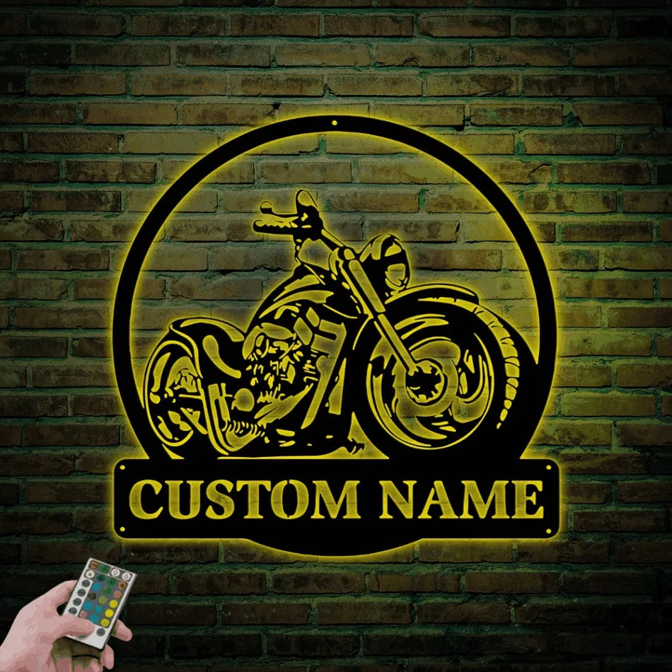 Custom Motorcycle Sign With Led Lights, Motorcycle Metal Wall Art, Cafe Racer Motorcycle Art, Mancave Decor Father_s Day Gift