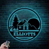 Custom Moutain Forest Cabin Metal Sign Led Lights, Personalized Welcome Family Name Cottage Sign Home Decor Family Logge Decoration